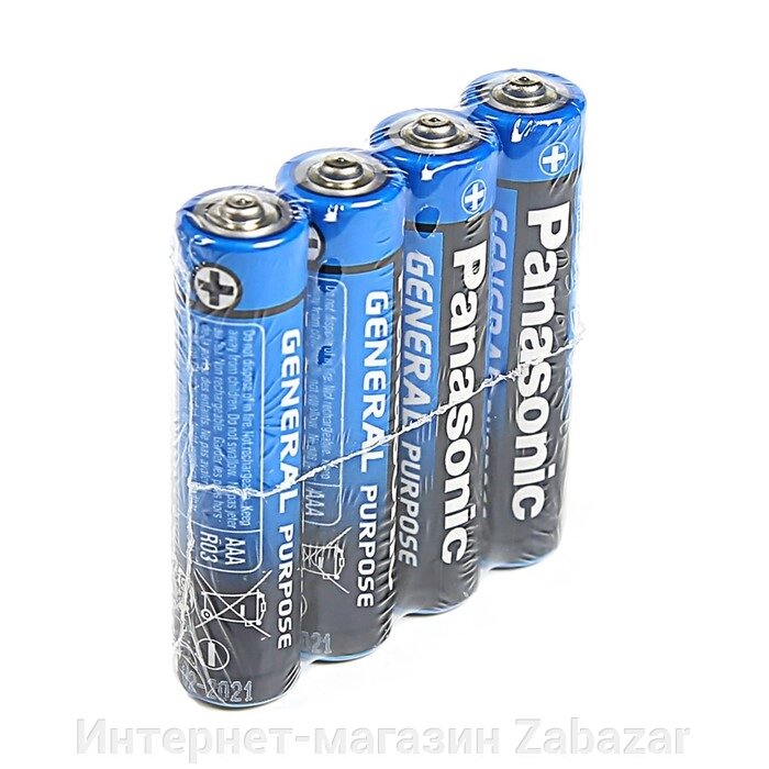 Батарейка солевая Panasonic General Purpose, AAA, R03-4S, 1.5В, спайка, 4 шт. от компании Интернет-магазин Zabazar - фото 1