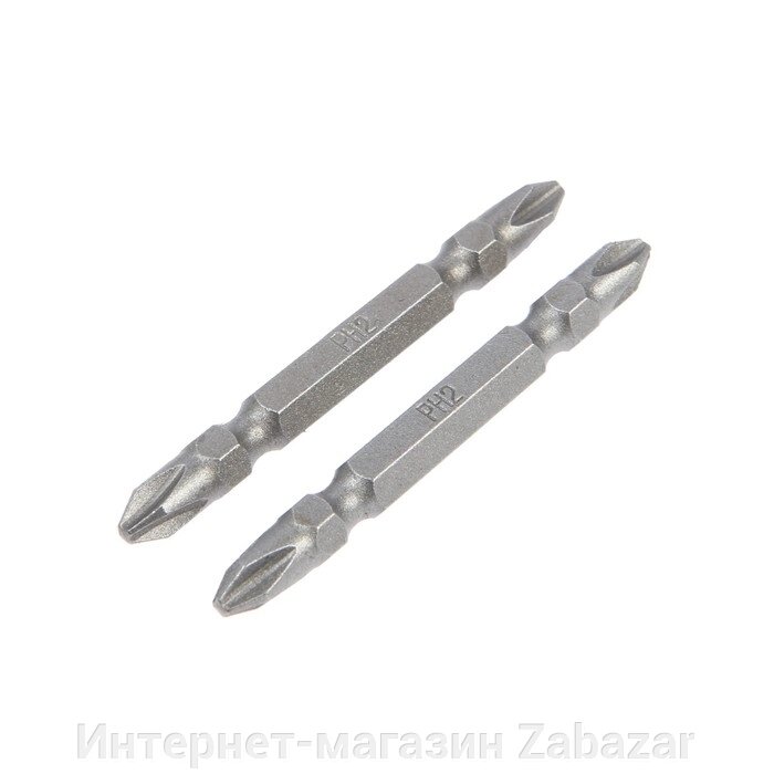 Биты двухсторонние ТУНДРА, намагниченные, сталь CrV, PH2 х 65 мм, 2 шт. от компании Интернет-магазин Zabazar - фото 1