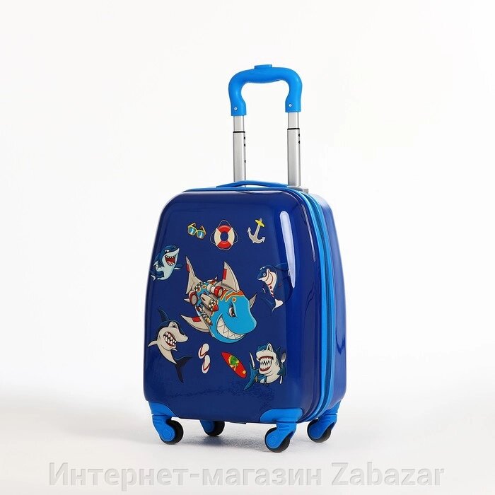 Чемодан дет Акулы 18", 30*21*43 см, отд на молнии, 4 колеса, синий от компании Интернет-магазин Zabazar - фото 1