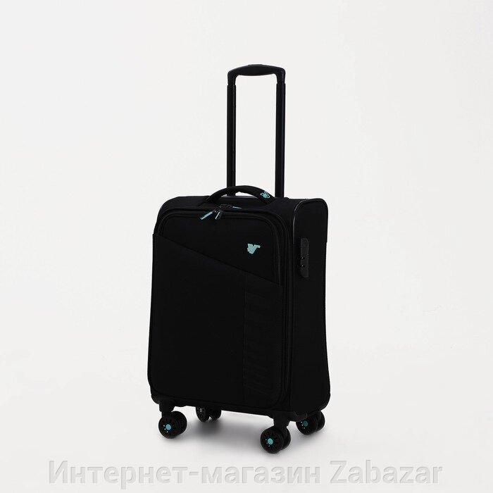 Чемодан малый на молнии, 18.5", наружный карман, цвет чёрный от компании Интернет-магазин Zabazar - фото 1