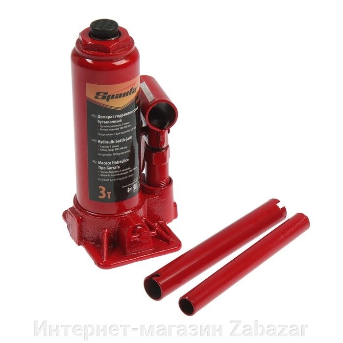 Домкрат гидравлический Sparta, 3 т, бутылочный, подъем на 180-340 мм от компании Интернет-магазин Zabazar - фото 1