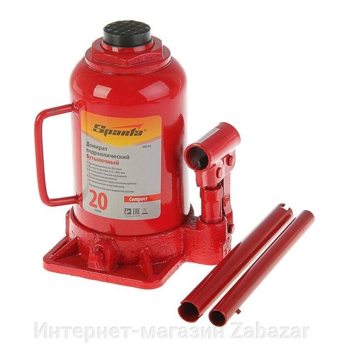 Домкрат гидравлический SPARTA Compact, 20 т, бутылочный, подъем 215–405  мм от компании Интернет-магазин Zabazar - фото 1