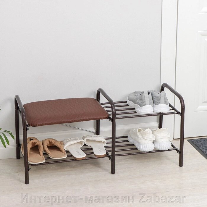 Этажерка для обуви с сиденьем «Люкс», 2 яруса, 793336 см, цвет медный антик от компании Интернет-магазин Zabazar - фото 1