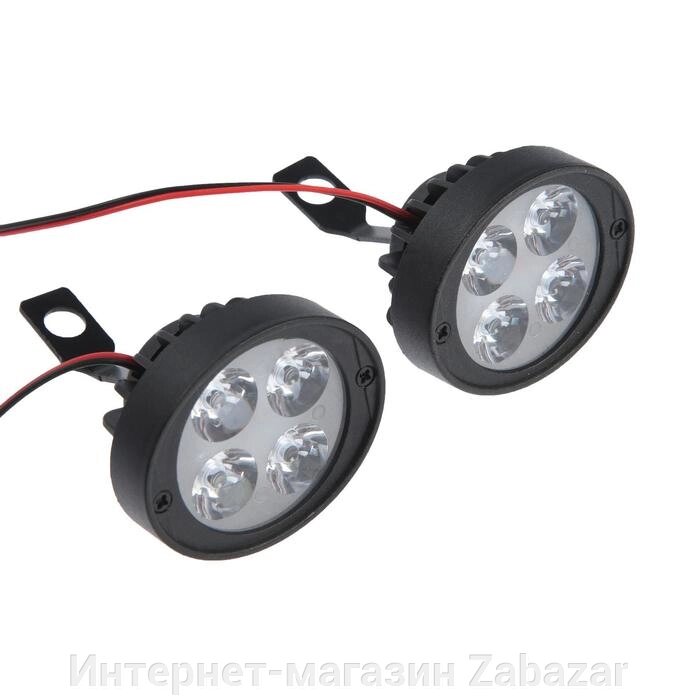 Фара cветодиодная для мототехники, 4 LED, IP67, 10 Вт, направленный свет, набор 2 шт от компании Интернет-магазин Zabazar - фото 1