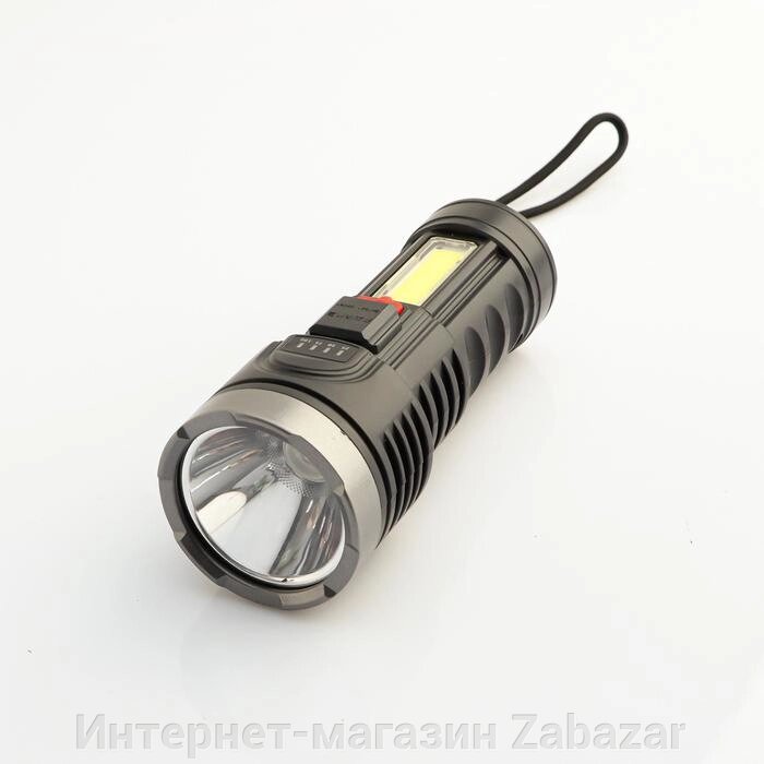 Фонарь ручной аккумуляторный, 3 Вт+3 Вт, 1200 мАч, COB, индикатор заряда от компании Интернет-магазин Zabazar - фото 1