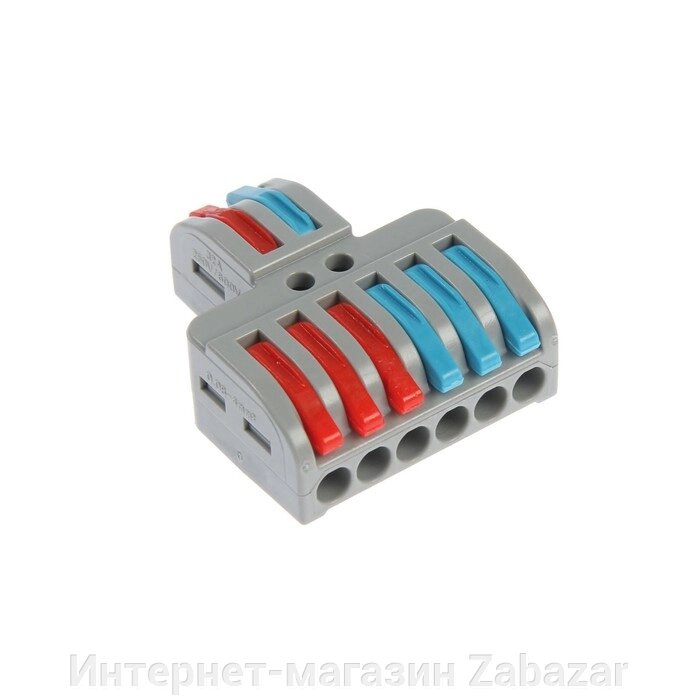 Клемма электрическая проходная, 32А, 0,08-4 мм2, фаза/ноль, 2 ввод 6 вывод, набор 10 шт от компании Интернет-магазин Zabazar - фото 1