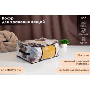 Кофр для хранения вещей Доляна «Астра», 453020 см, цвет коричневый