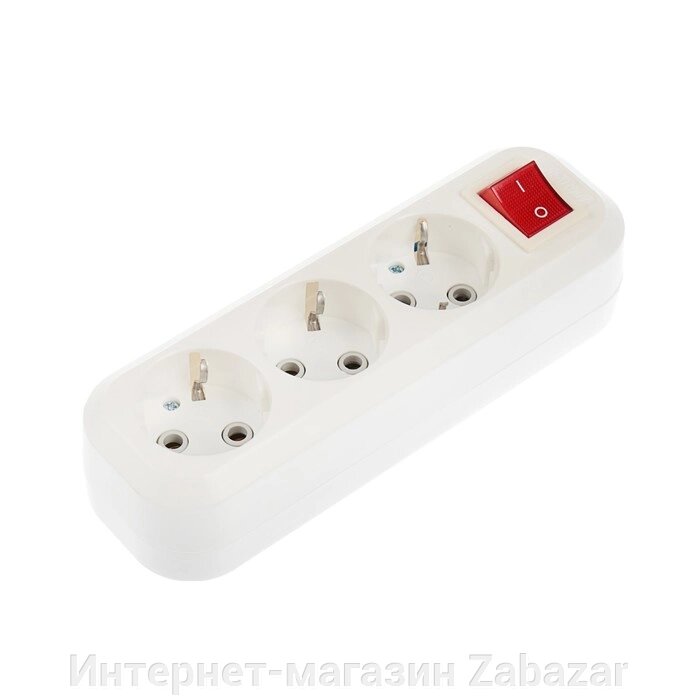 Колодка Smartbuy, 3 розетки, 16 А, 3500 Вт, с з/к, с выключателем, белая от компании Интернет-магазин Zabazar - фото 1