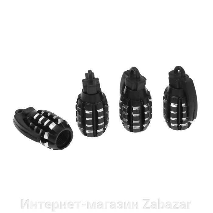 Колпачки на вентиль TORSO граната, чёрные, набор 4 шт. от компании Интернет-магазин Zabazar - фото 1