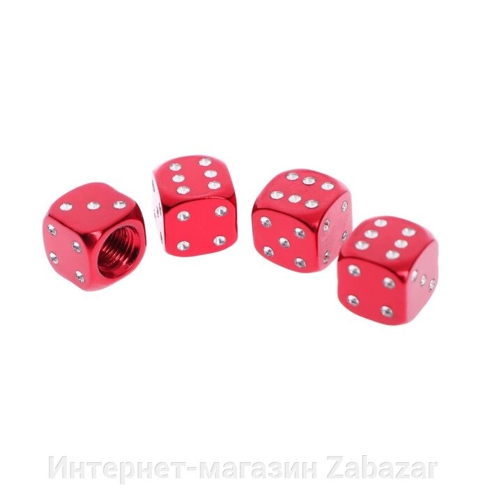 Колпачок на вентиль, кубик, красный, набор 4 шт от компании Интернет-магазин Zabazar - фото 1