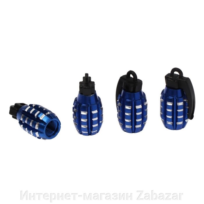 Колпачок на вентиль TORSO, граната, синий, набор 4 шт от компании Интернет-магазин Zabazar - фото 1