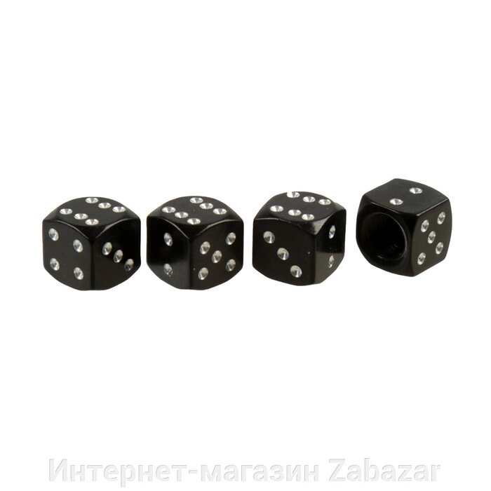 Колпачок на вентиль TORSO кубик, чёрные, набор 4 шт от компании Интернет-магазин Zabazar - фото 1