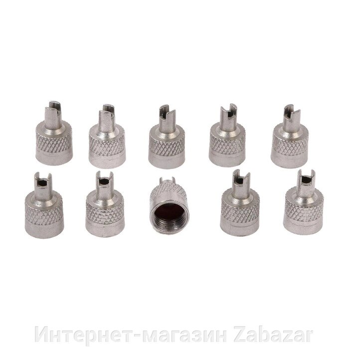Колпачок на вентиль TORSO, с ключом, хром, набор 10 шт от компании Интернет-магазин Zabazar - фото 1