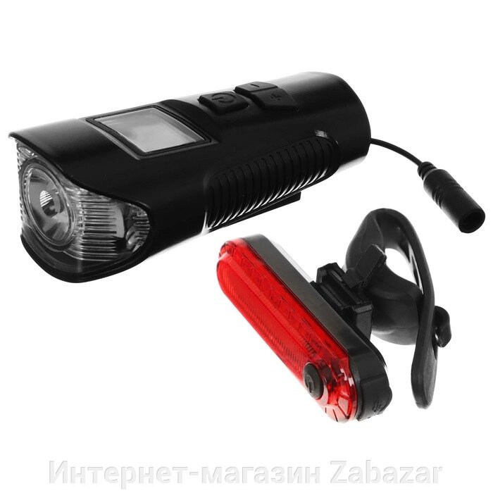 Комплект велосипедных фонарей: передний, задний, велокомпьютер, сигнал от компании Интернет-магазин Zabazar - фото 1