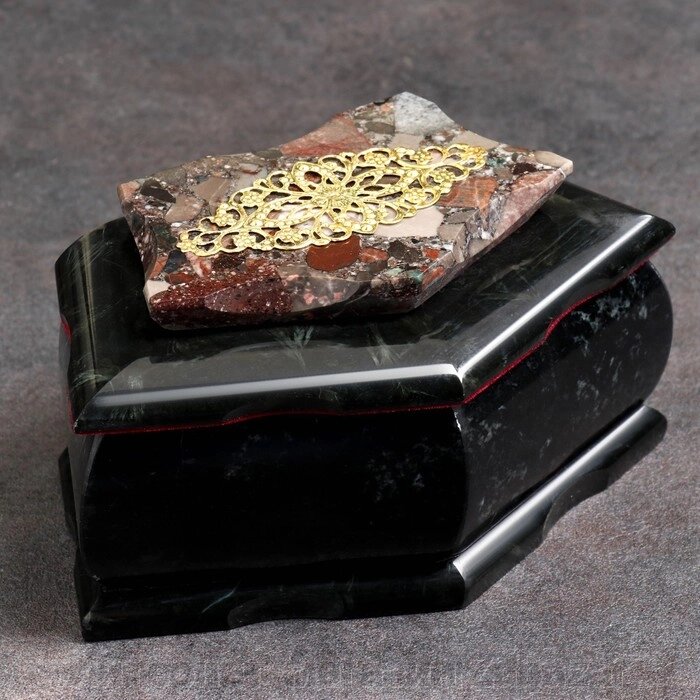 Ларец "Кружевной узор", 16х9х8 см, натуральный камень, змеевик от компании Интернет-магазин Zabazar - фото 1