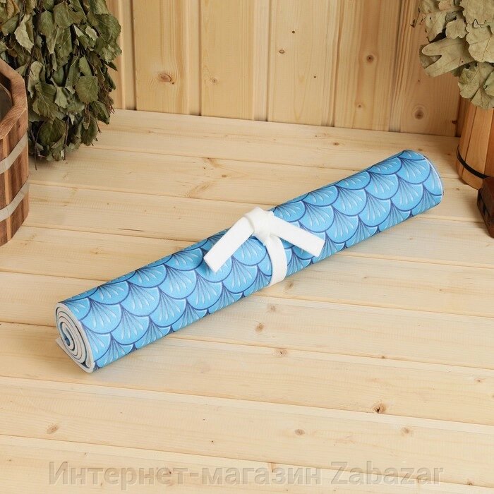 Лежак для бани с принтом "Водяной дракон" в чехле, 50х150см, голубой от компании Интернет-магазин Zabazar - фото 1