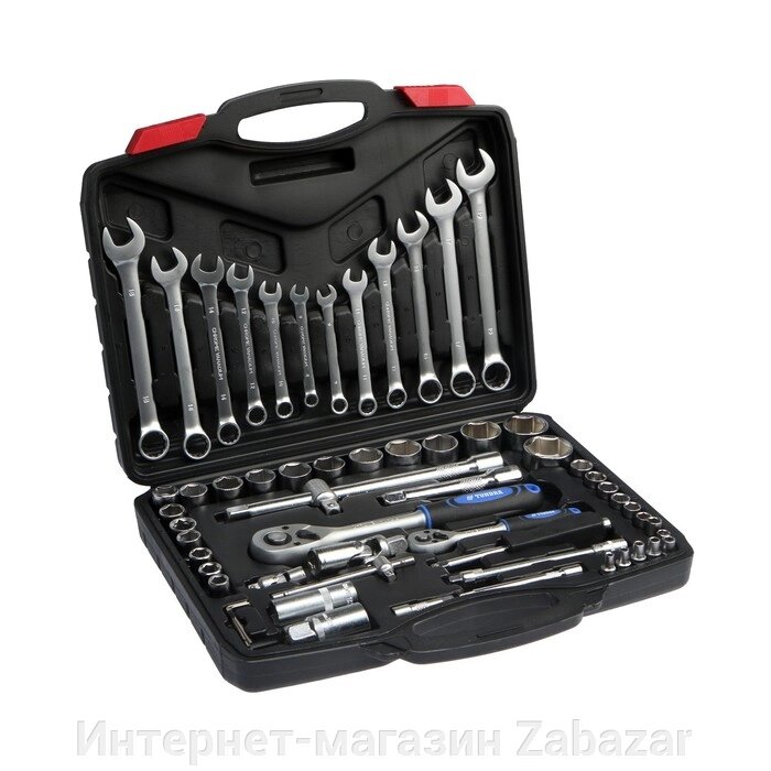 Набор инструментов в кейсе ТУНДРА, автомобильный, CrV, 1/2" и 1/4", 60 предметов от компании Интернет-магазин Zabazar - фото 1