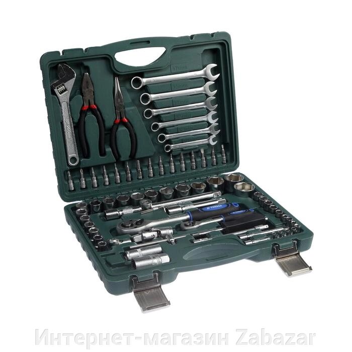 Набор инструментов в кейсе ТУНДРА, автомобильный, CrV, 1/2" и 1/4", 72 предмета от компании Интернет-магазин Zabazar - фото 1