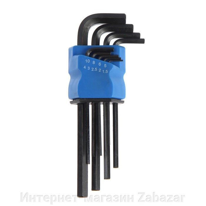 Набор ключей шестигранных ТУНДРА black, удлиненных, CrV, 1.5 - 10 мм, 9 шт. от компании Интернет-магазин Zabazar - фото 1