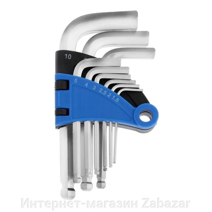 Набор ключей шестигранных ТУНДРА, с шаром, CrV, 1.5 - 10 мм, 9 шт. от компании Интернет-магазин Zabazar - фото 1