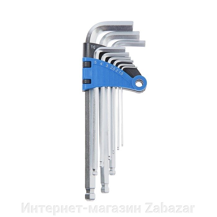 Набор ключей шестигранных ТУНДРА, удлиненных с шаром, CrV, 1.5 - 10 мм, 9 шт. от компании Интернет-магазин Zabazar - фото 1