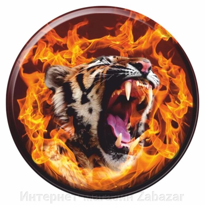 Наклейка-круг "Тигр в огне", d=100 мм от компании Интернет-магазин Zabazar - фото 1