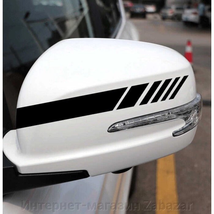 Наклейка на боковое зеркало авто 20х5 см, черный, набор 2шт от компании Интернет-магазин Zabazar - фото 1