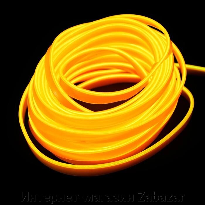 Неоновая нить Cartage для подсветки салона, адаптер питания 12 В, 2 м, желтый от компании Интернет-магазин Zabazar - фото 1