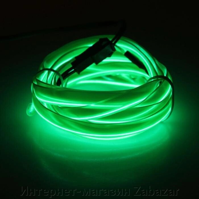 Неоновая нить Cartage для подсветки салона, адаптер питания 12 В, 5 м, зеленый от компании Интернет-магазин Zabazar - фото 1