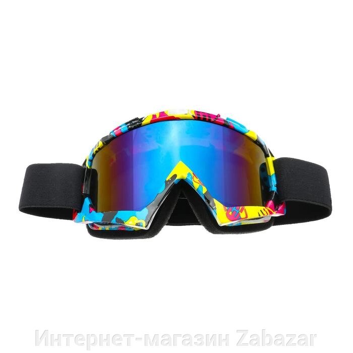 Очки-маска для езды на мототехнике, стекло сине-фиолетовый хамелеон, камуфляж-бомбер, ОМ-16 от компании Интернет-магазин Zabazar - фото 1