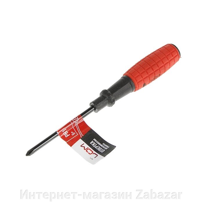 Отвертка крестовая ЛОМ, обрезиненная рукоятка, PH1 х 100 мм от компании Интернет-магазин Zabazar - фото 1