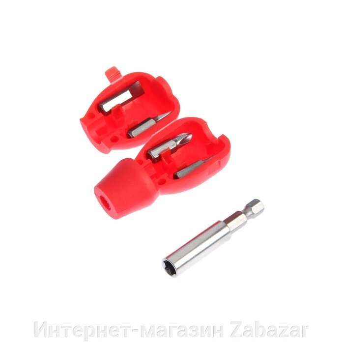 Отвертка с набором бит ЛОМ, пластиковая рукоятка, 5 предметов от компании Интернет-магазин Zabazar - фото 1