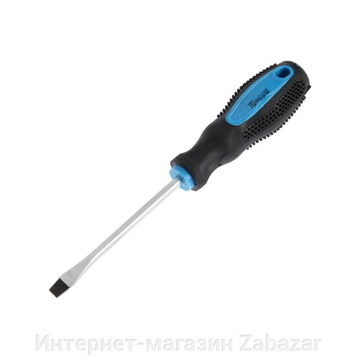 Отвертка шлицевая ТУНДРА, сатин, магнит, двухкомпонентная рукоятка, SL6 х 100 мм от компании Интернет-магазин Zabazar - фото 1