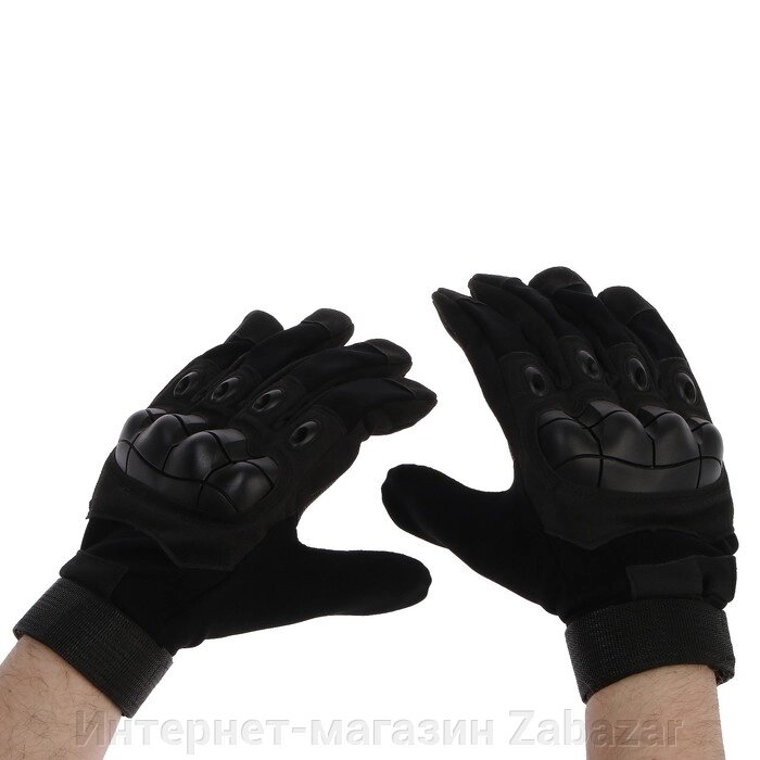 Перчатки мотоциклетные с защитными вставками, размер L, черный от компании Интернет-магазин Zabazar - фото 1