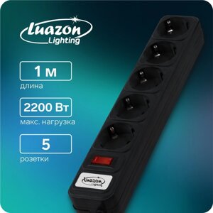 Сетевой фильтр Luazon Lighting, 5 розеток, 1.0 м, 2200 Вт, 3 х 0.75 мм2, 10 A, 220 В, черный в Минске от компании Интернет-магазин Zabazar