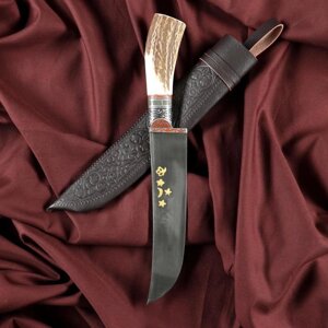 Нож Пчак Шархон - Большой, косуля, широкая рукоять, гарда олово гравировка. ШХ-15 (17-19 см) в Минске от компании Интернет-магазин Zabazar