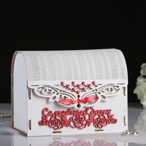 Свадебный банк 25,5х16х19 см, белый с красным, не в сборе в Минске от компании Интернет-магазин Zabazar