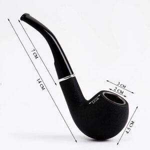 Трубка курительная "Командор", классическая, раструб чёрный резной, 14 см