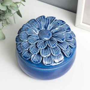 Шкатулка керамика "Пышный цветок" синий 9х12х12 см в Минске от компании Интернет-магазин Zabazar