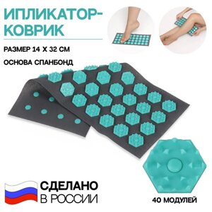 Ипликатор-коврик, основа спанбонд, 40 модулей, 14  32 см, цвет тёмно-серый/бирюзовый в Минске от компании Интернет-магазин Zabazar