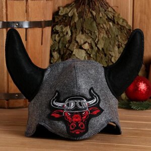 Шапка для бани "Бык-байкер" шлем викинга в Минске от компании Интернет-магазин Zabazar