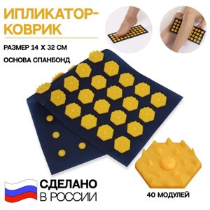 Ипликатор-коврик, основа спанбонд, 40 модулей, 14  32 см, цвет тёмно-синий/жёлтый в Минске от компании Интернет-магазин Zabazar