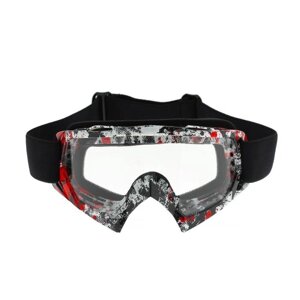 Очки-маска для езды на мототехнике, стекло прозрачное, цвет красный-черный, ОМ-21 в Минске от компании Интернет-магазин Zabazar