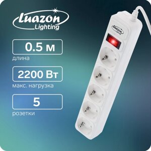 Сетевой фильтр Luazon Lighting, 5 розеток, 0.5 м, 2200 Вт, 3 х 0.75 мм2, 10 A, 220 В, белый в Минске от компании Интернет-магазин Zabazar