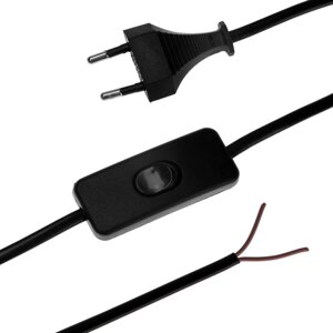 Шнур сетевой с выключателем для бра, 1,5 м, ШВВП 2 х 0.5 мм2, черный в Минске от компании Интернет-магазин Zabazar