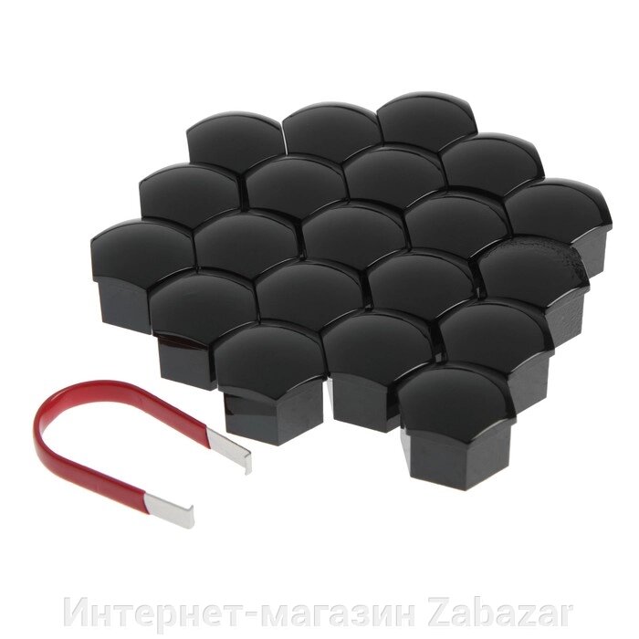Пластиковые колпачки на крепёж колеса hex19, 20 шт+пинцет, BLACK, JN-9766 от компании Интернет-магазин Zabazar - фото 1