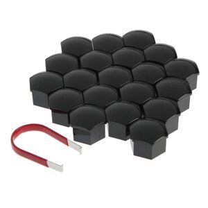 Пластиковые колпачки на крепёж колеса hex19, 20 шт+пинцет, BLACK, JN-9766