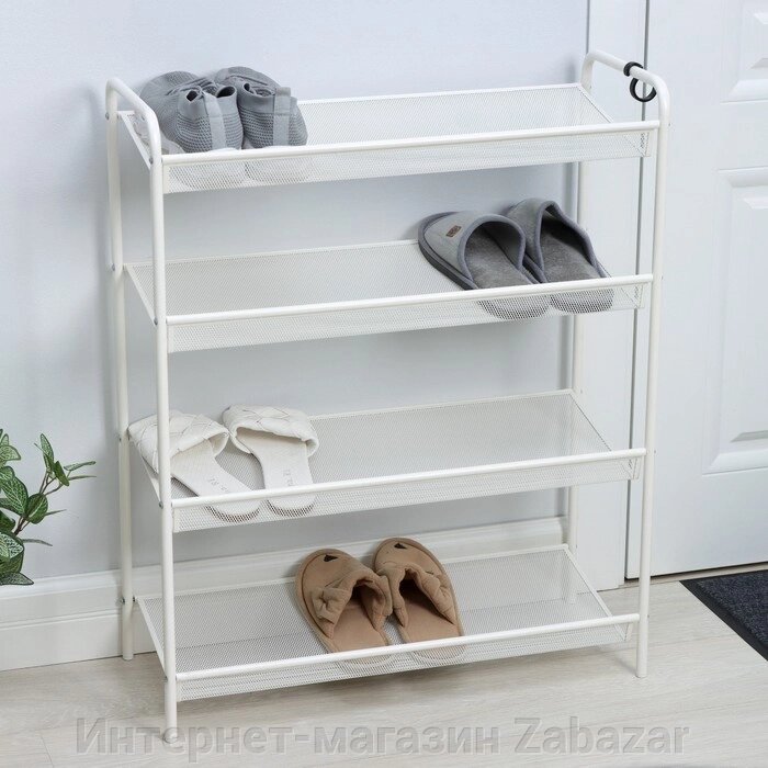 Подставка для обуви «Женева 24», 4 яруса, 652679,5 см, цвет белый от компании Интернет-магазин Zabazar - фото 1