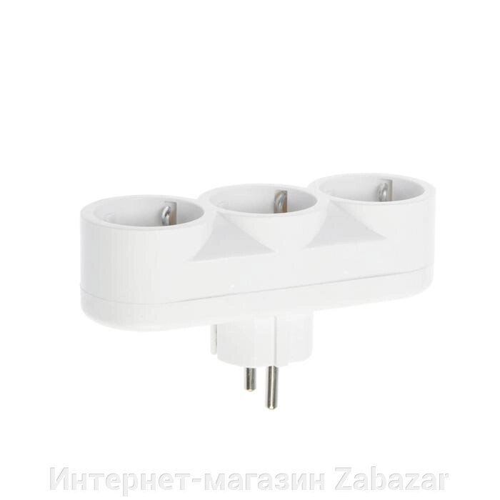 Разветвитель 3 розетки, 16А, с з/к, 220 В, белый, розничная упаковка. от компании Интернет-магазин Zabazar - фото 1