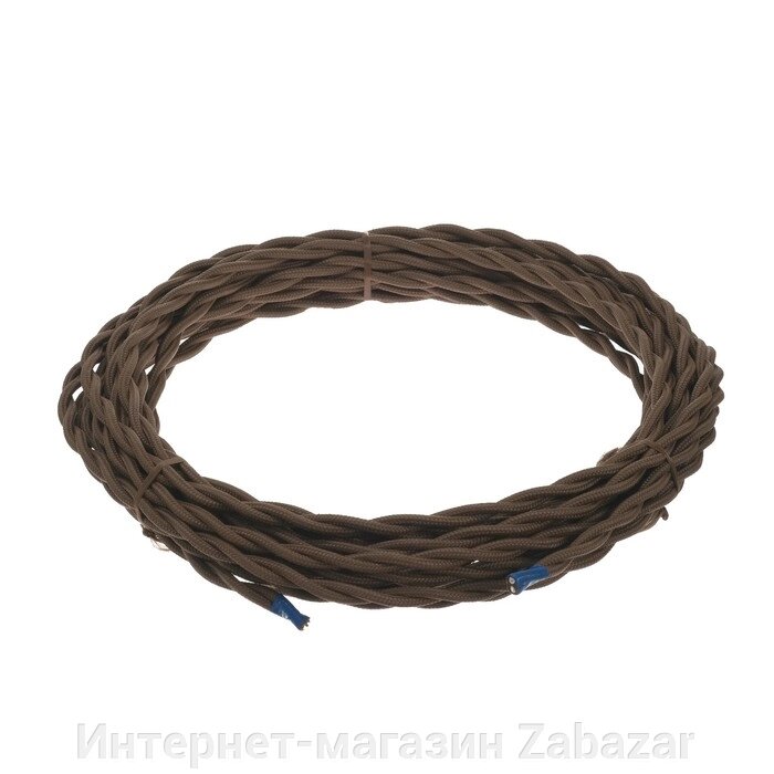 Ретро провод ПуГВсн Luazon Lighting "Винтаж", 10 м, 2х1.5 мм2, коричневый от компании Интернет-магазин Zabazar - фото 1
